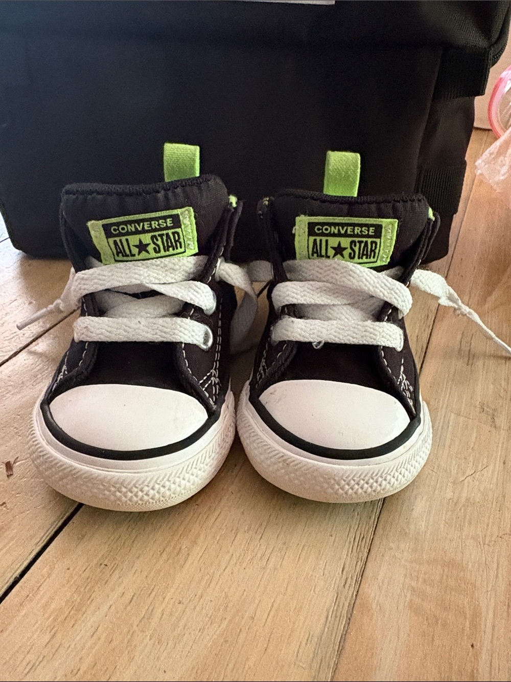 Converse Kids Black & Neon Green High-Top Sneakers